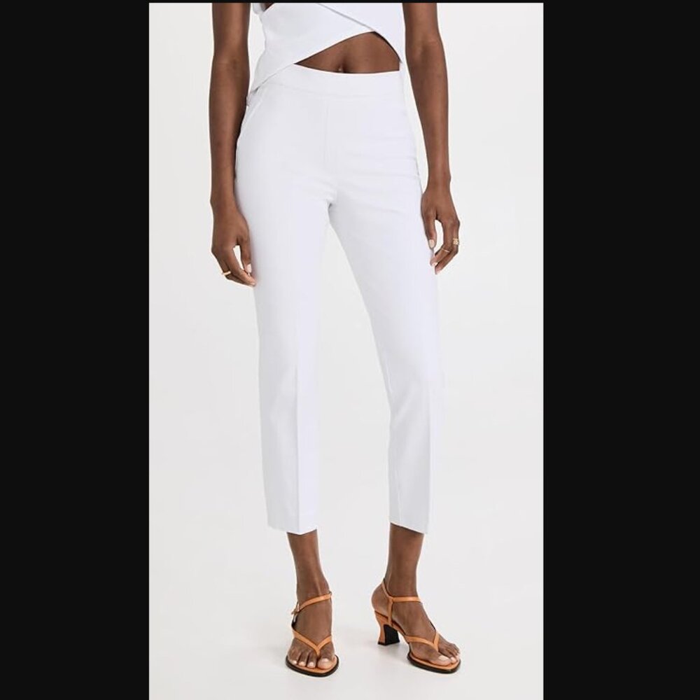 SPANX SZ S Women's Ankle Slim Straight Pull-on Stretch Pants in Classic White